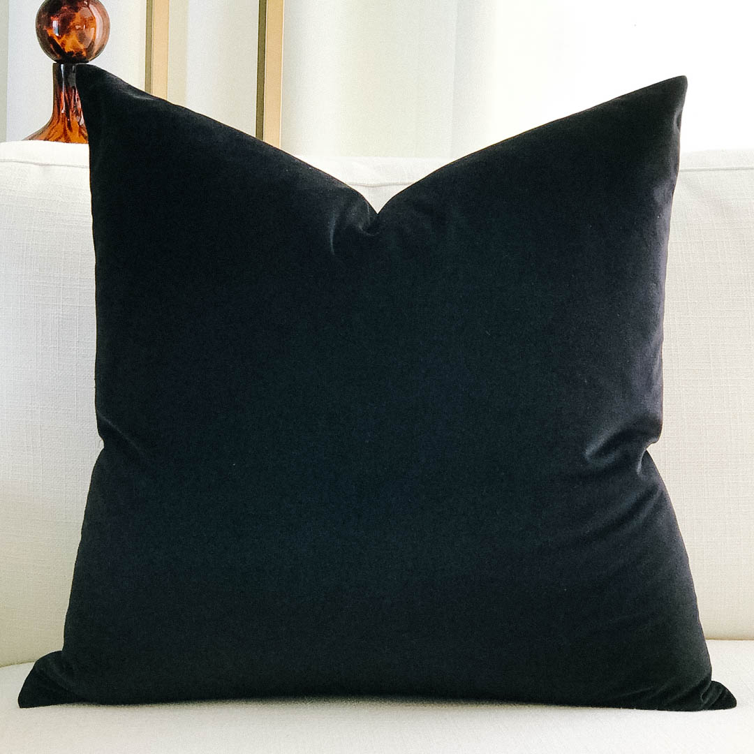 Lush Midnight black velvet toss pillow by Q. Design